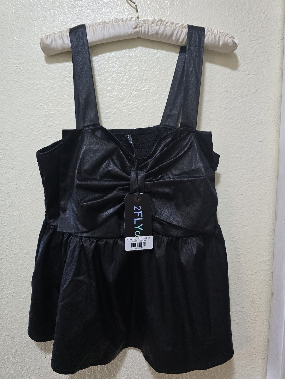 2FIlYCo Black Satin Bow Tank Top
